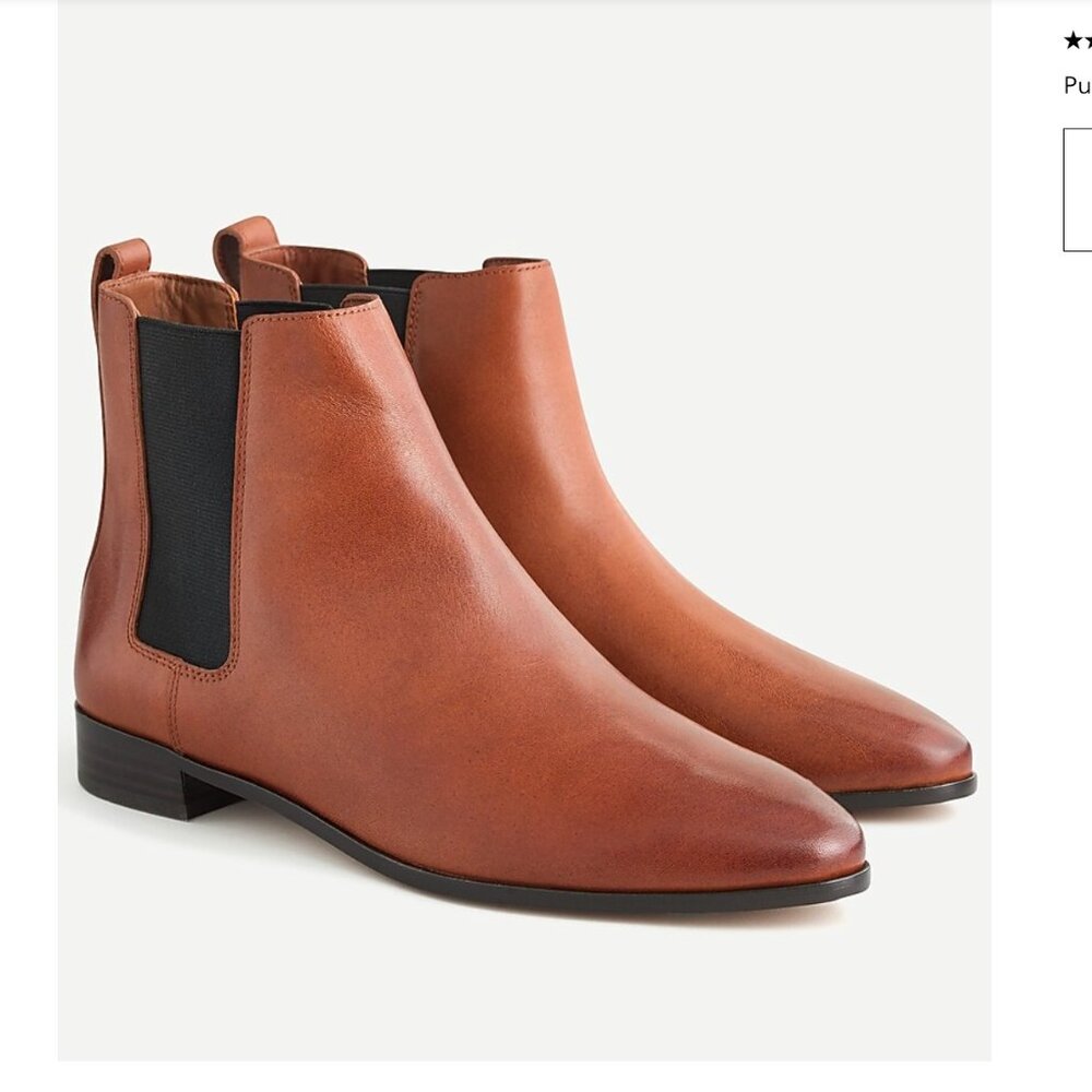 Women's J.Crew Pull-on Chelsea boots in leather Sz. 8 Warm Sepia